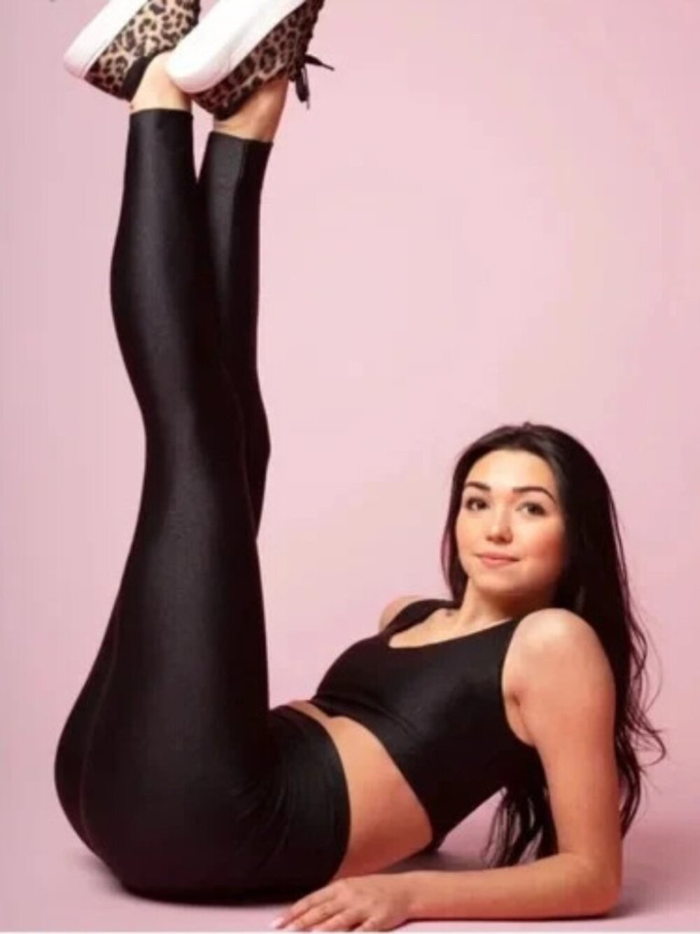 Yogaworks High-Waist Shiny Navy Leggings